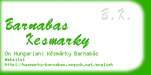 barnabas kesmarky business card